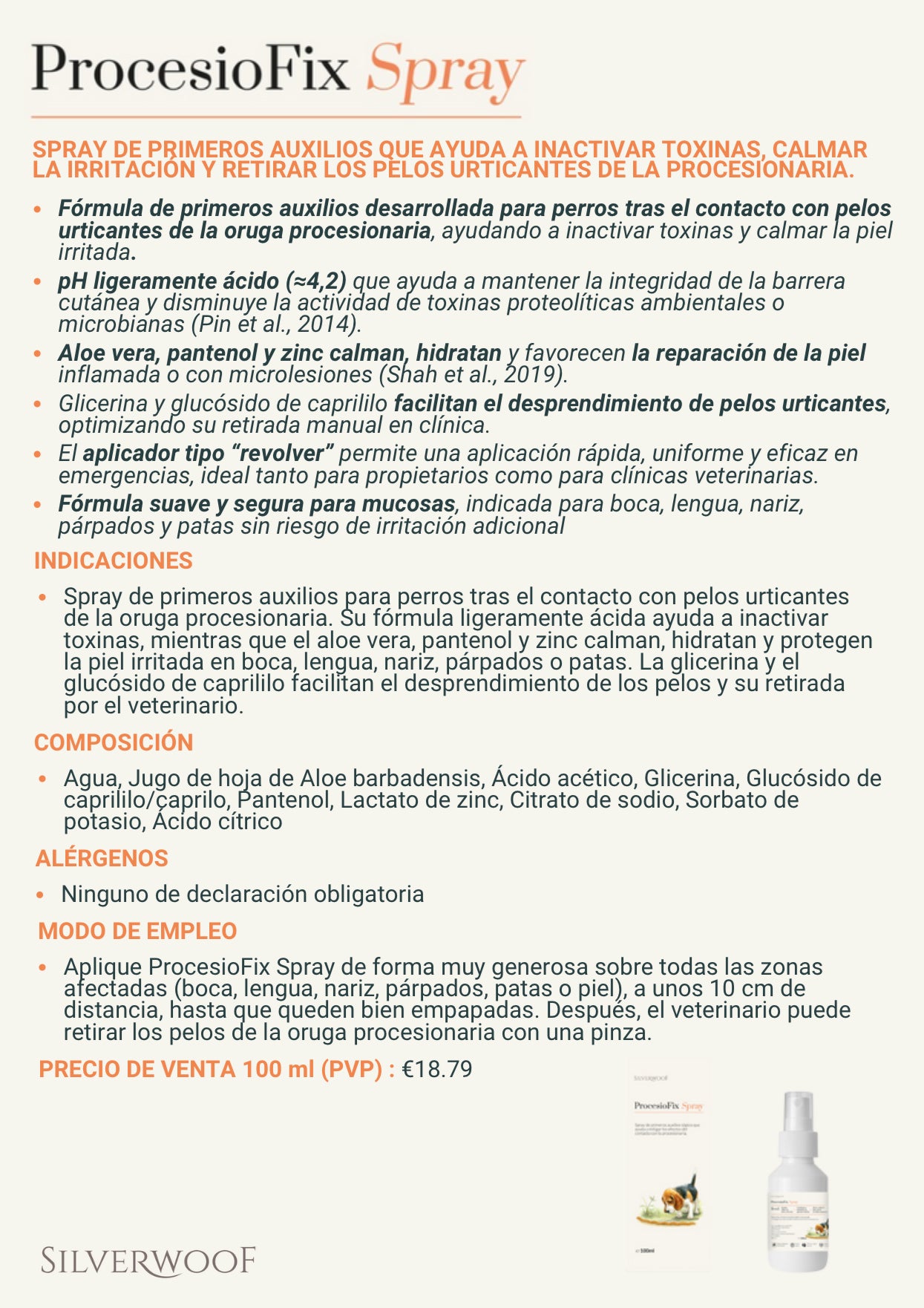 ProcesioFix Spray | Alivio contra la oruga procesionaria para perros