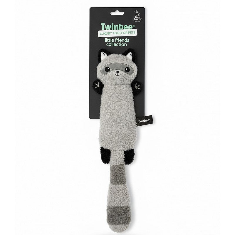 Mapache con sonido de bolsa y cuerda 45cm