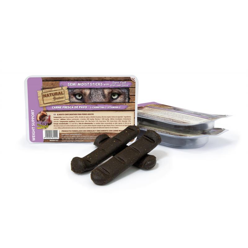 Sticks semihúmedos WEIGHT SUPPORT de Pavo con L-Carnitina y vitamina C - Natural Greatness Para Perros
