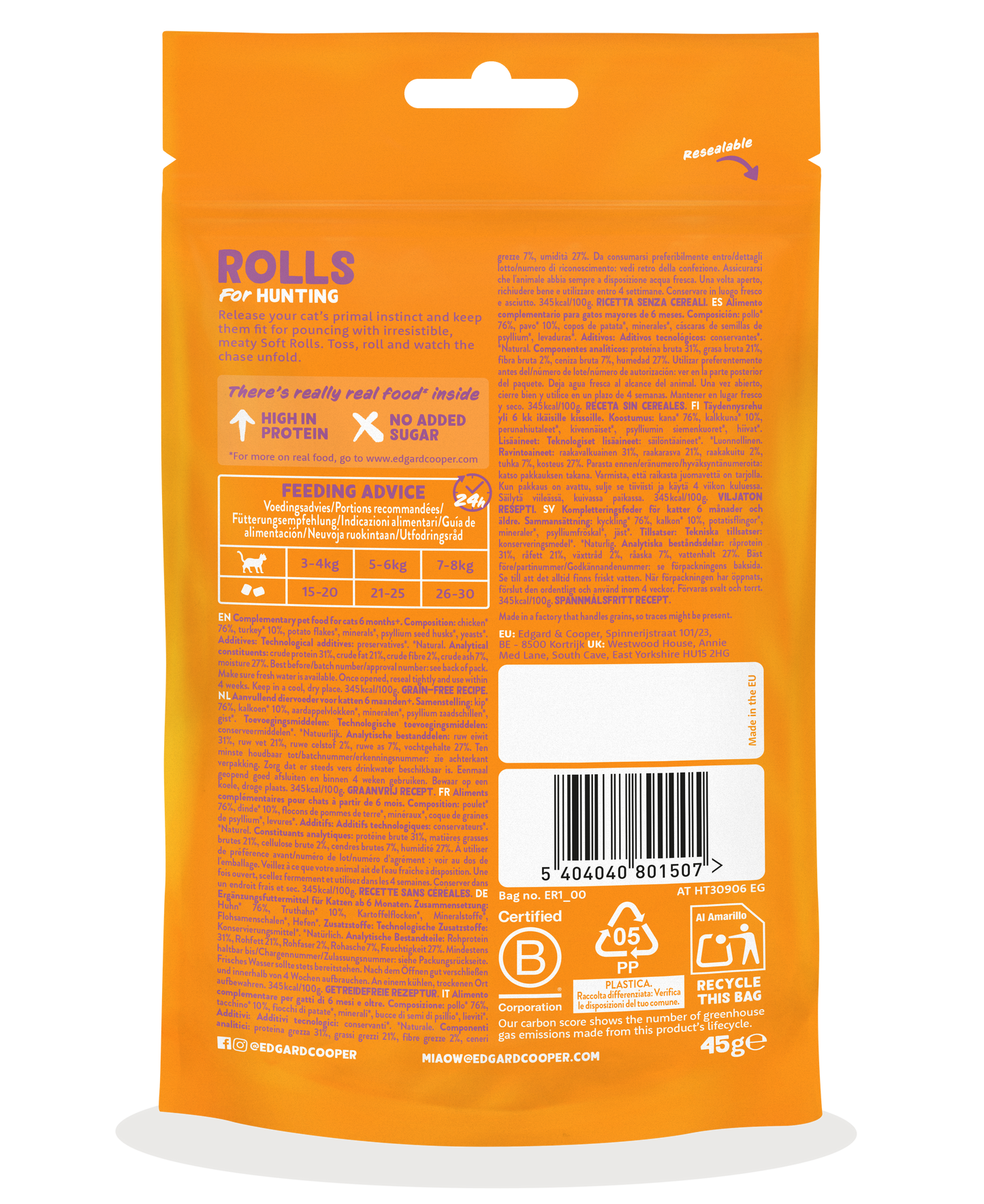 Edgard & Cooper | Rollitos de pollo y pavo | Premios naturales para gatos