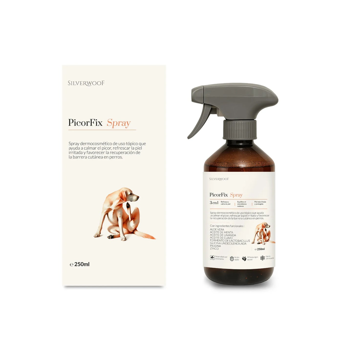 PicorFix Spray | Calma el picor y favorece la recuperación de la barrera cutánea en perros | Silverwoof