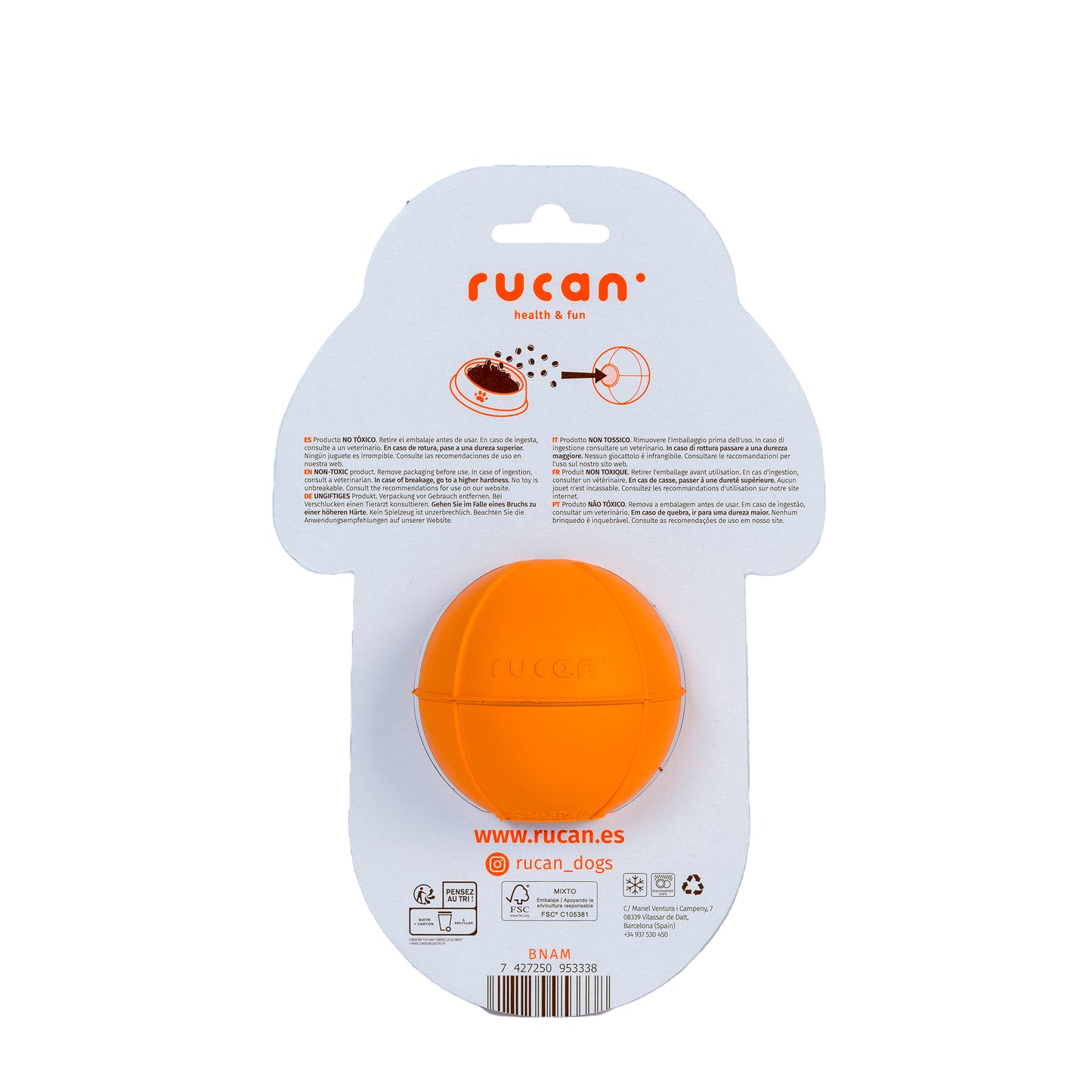 Pelota para Perros - Dogball mediana naranja - RUCAN