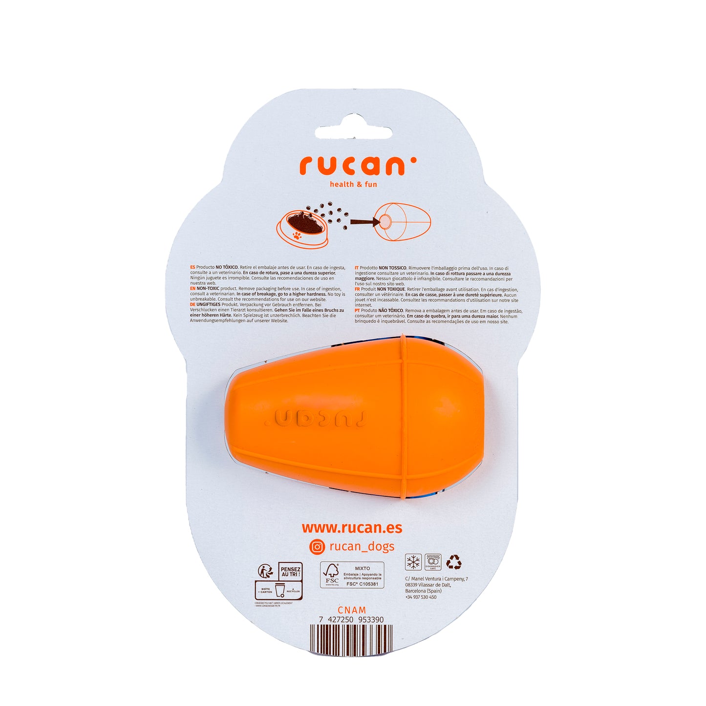 RUCAN | Conic Mediano Naranja | Juguete Rellenable