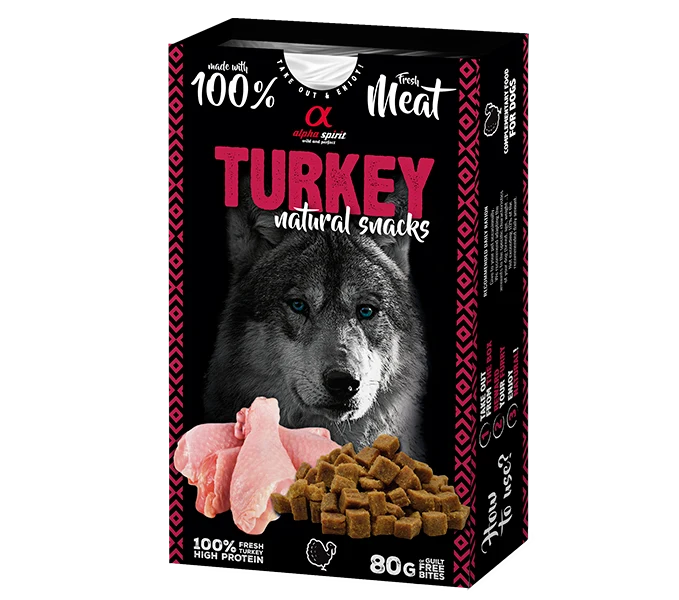 Snacks de pavo Alpha Spirit - 80g (con pollo y cerdo)