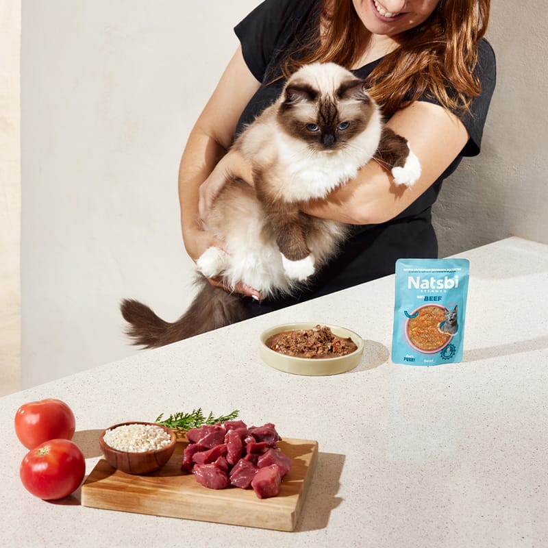 Natsbi Steamed Gravy Cat Beef | Comida al vapor de ternera para gatos 80g