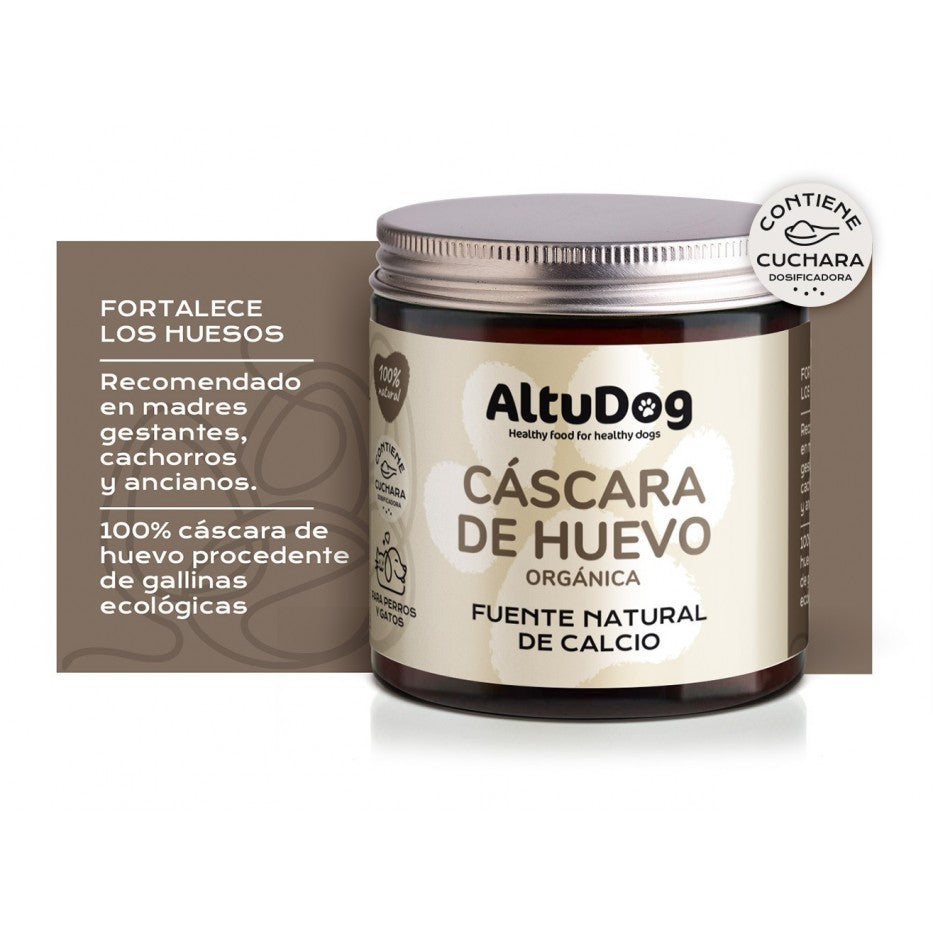 Cáscara de huevo en polvo BIO, 200g para perros - Altudog