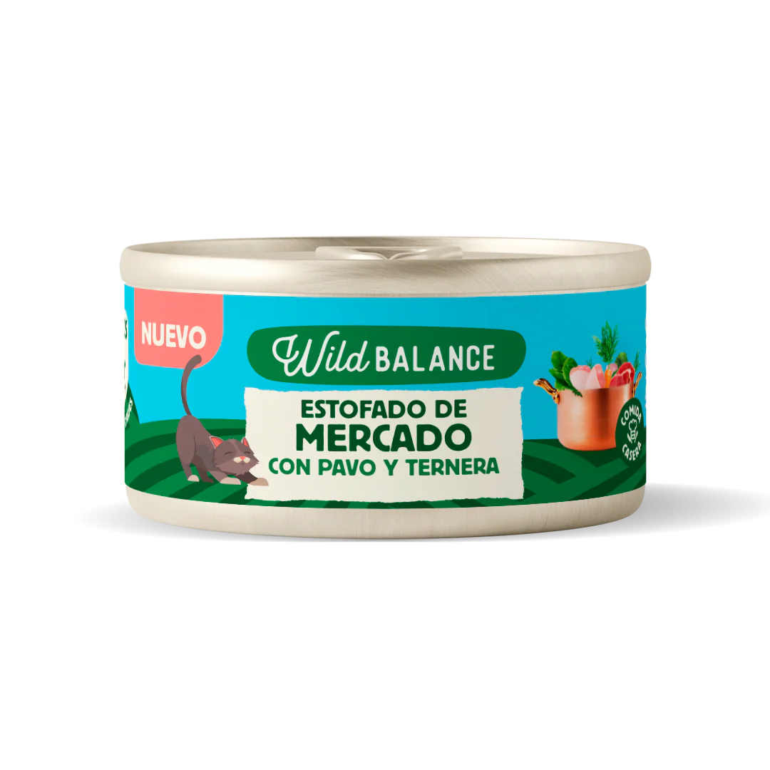 Lata Estofado de Mercado | Pavo y Ternera | Gatos Wild Balance