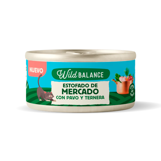 Lata Estofado de Mercado | Pavo y Ternera | Gatos Wild Balance