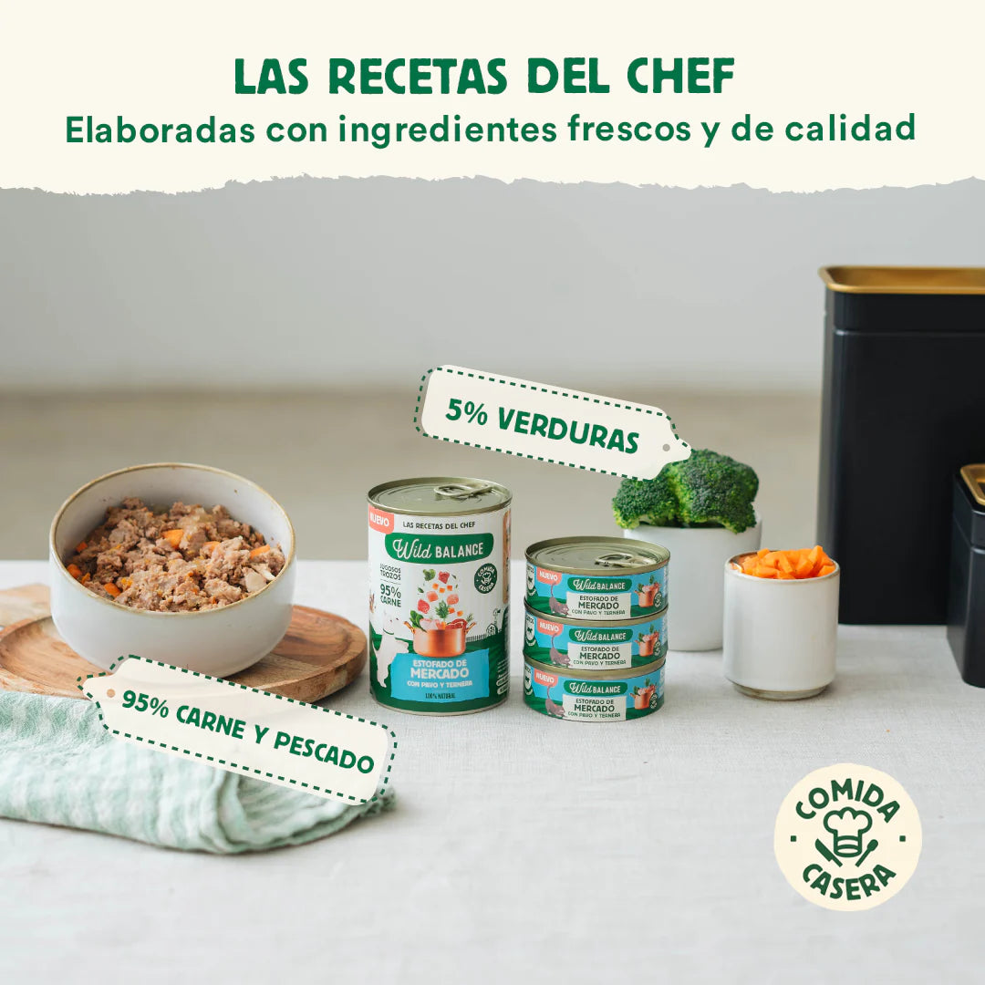 Lata Estofado de Mercado | Pavo y Ternera | Gatos Wild Balance
