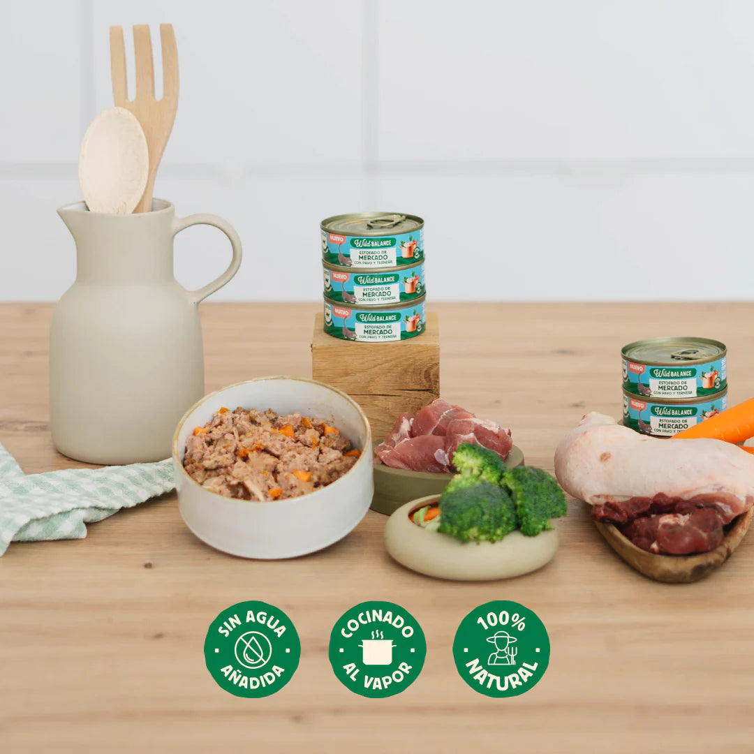Lata Estofado de Mercado | Pavo y Ternera | Gatos Wild Balance