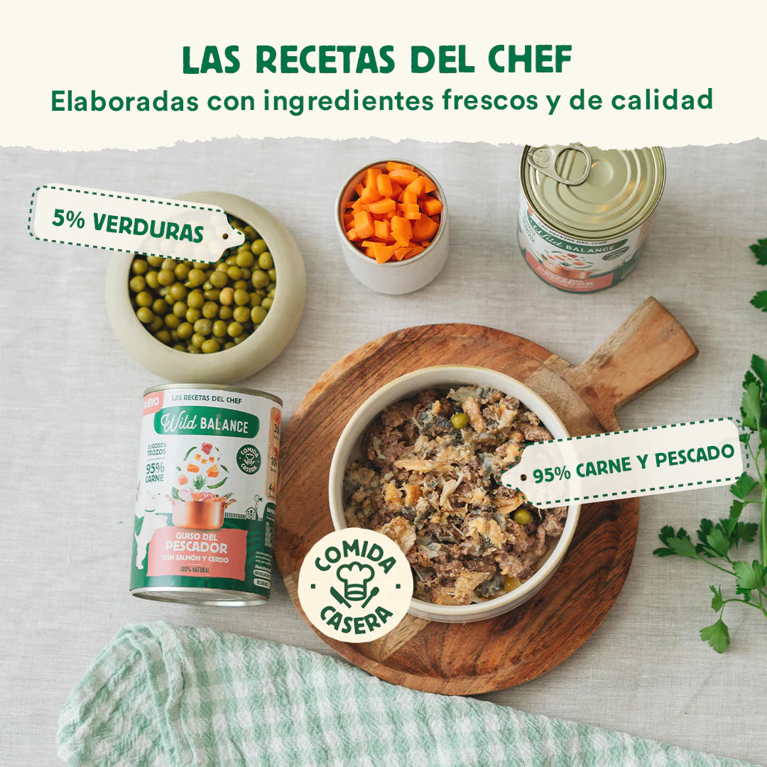 Lata de Pollo, Salmón, Ternera y Cerdo – Guiso del pescador - Wild Balance