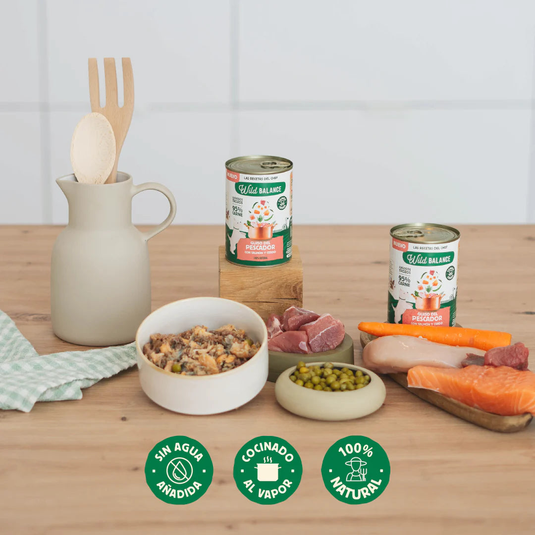 Lata de Pollo, Salmón, Ternera y Cerdo – Guiso del pescador - Wild Balance