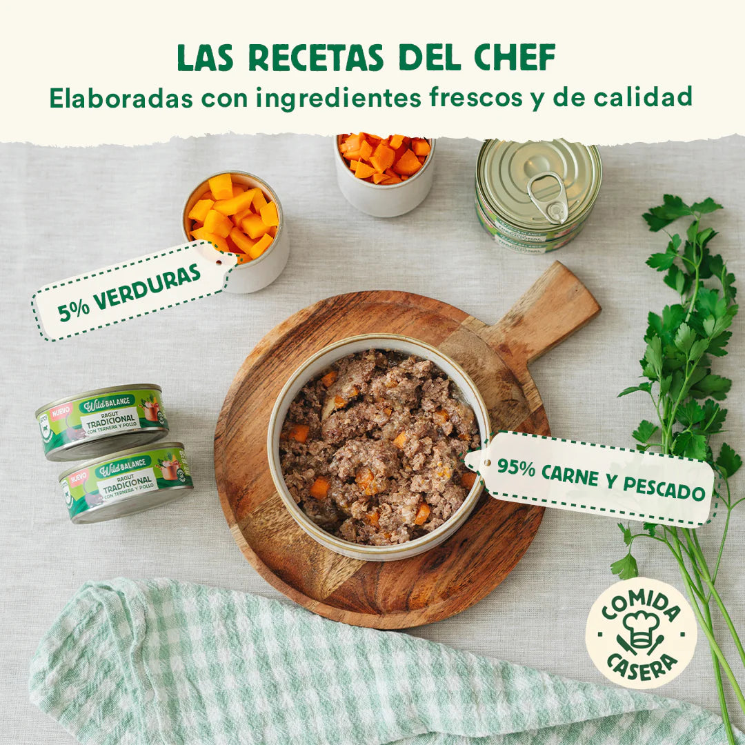 Lata Ragout Tradicional Ternera y Pollo | Gatos Wild Balance