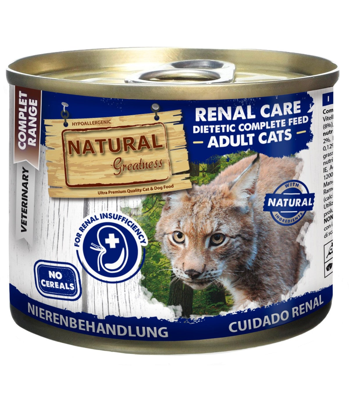 Lata Cuidado Renal Gatos Natural Greatness 200g | Cálculos Oxalato e Insuficiencia Renal Crónica