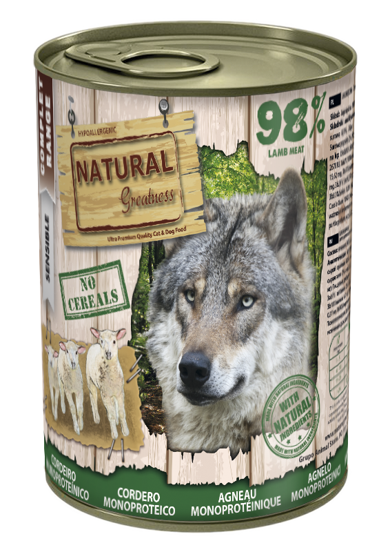 Lata Cordero Monoproteico | Sensitive Perro | 400gr | Natural Greatness
