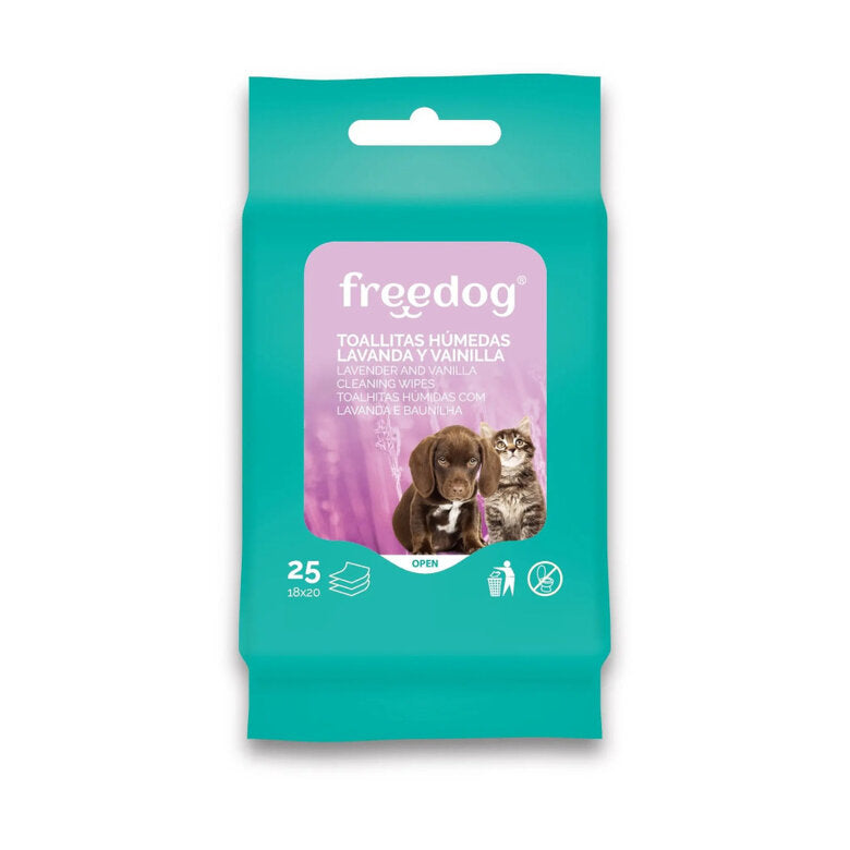 Toalhetes humedecidos de lavanda Freedog - tamanho de bolso