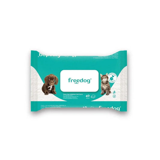 Toalhetes humedecidos com talco e aloé vera Freedog - Pacote grande