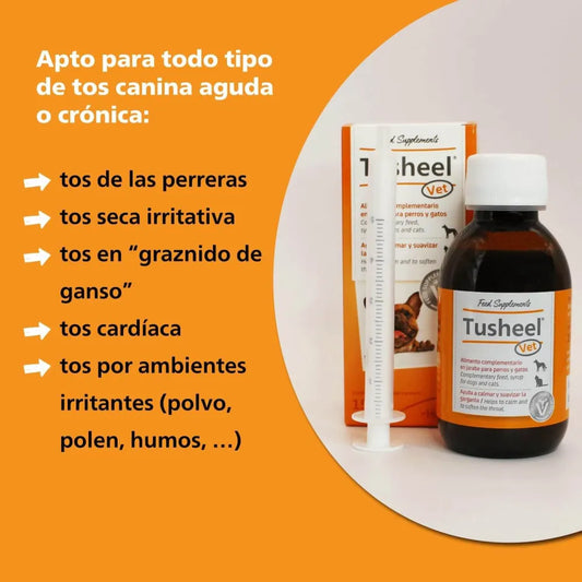 Tusheel - Jarabe para la tos en perros y gatos - Calma y suaviza la garganta