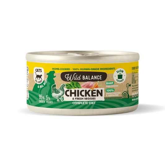 Lata de pollo para gatos cocinada al vapor - Wild Balance