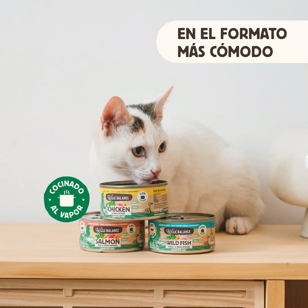 Lata de pollo para gatos cocinada al vapor - Wild Balance