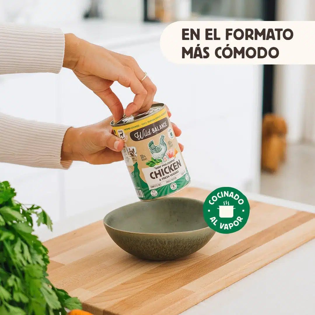 Frango enlatado com cenoura – refeição cozida a vapor da Wild Balance