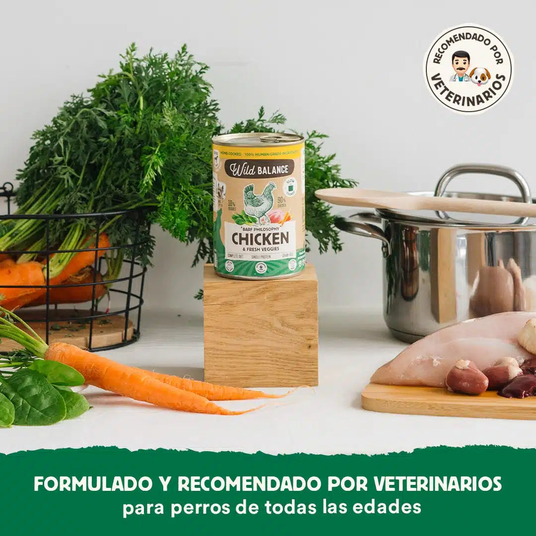 Frango enlatado com cenoura – refeição cozida a vapor da Wild Balance