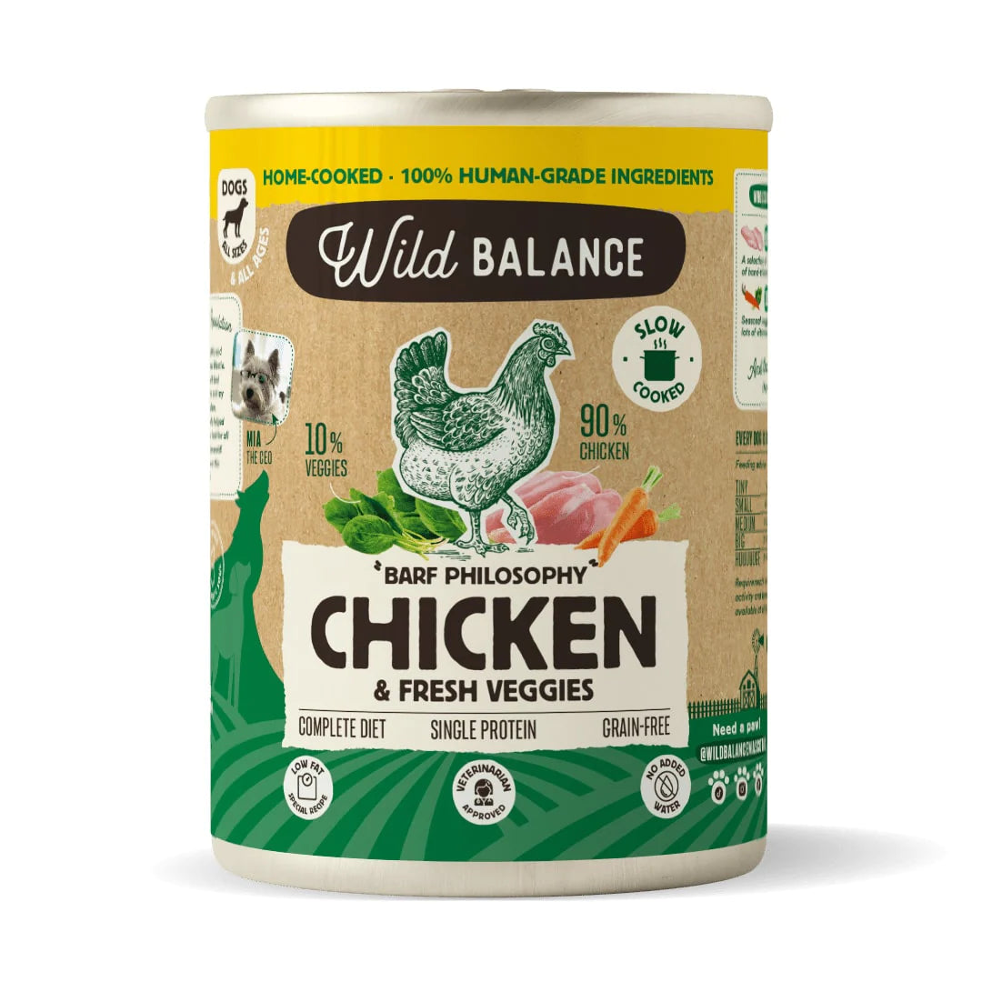Frango enlatado com cenoura – refeição cozida a vapor da Wild Balance