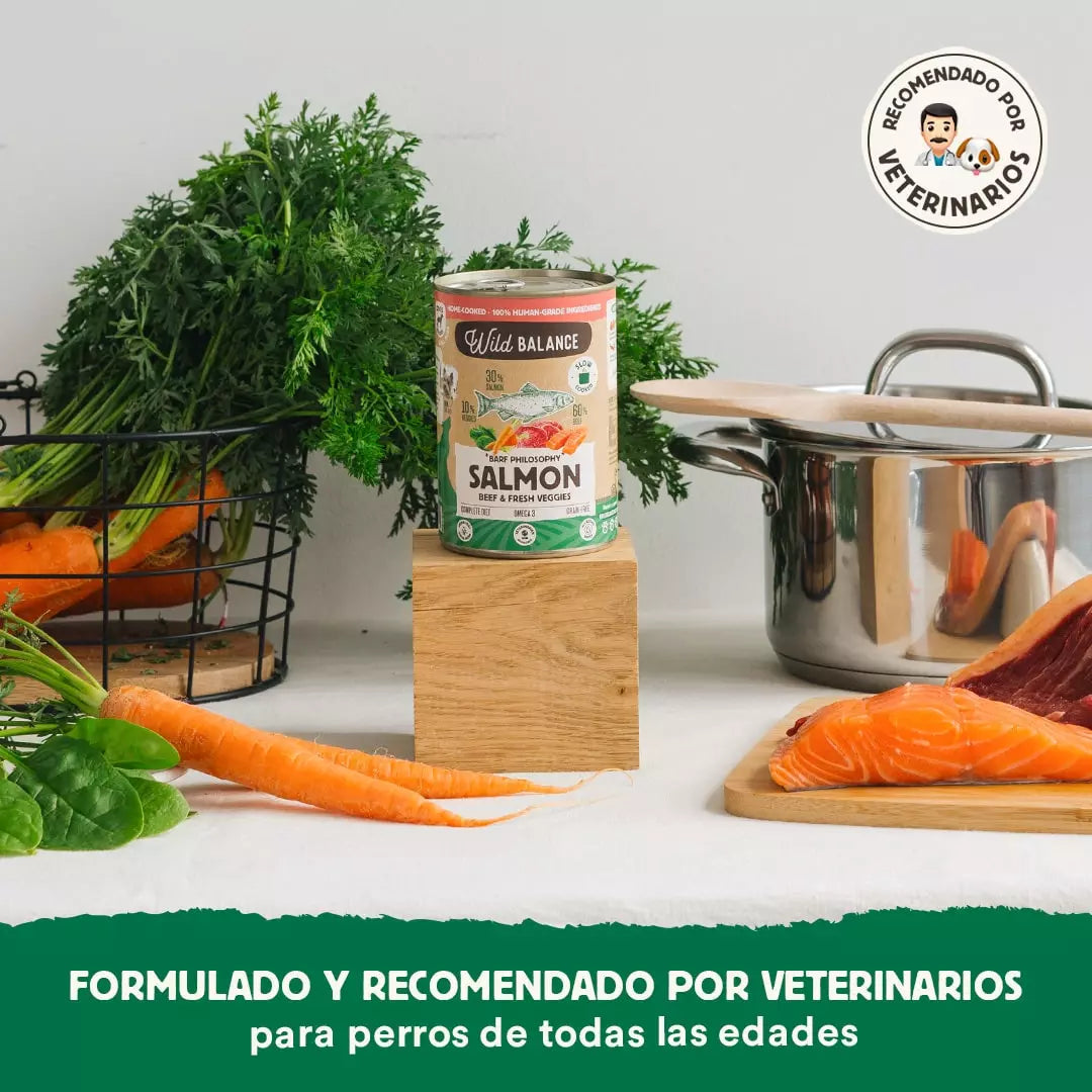 Wild Balance Salmão e Carne de Vapor Cozidos a Vapor em Conserva