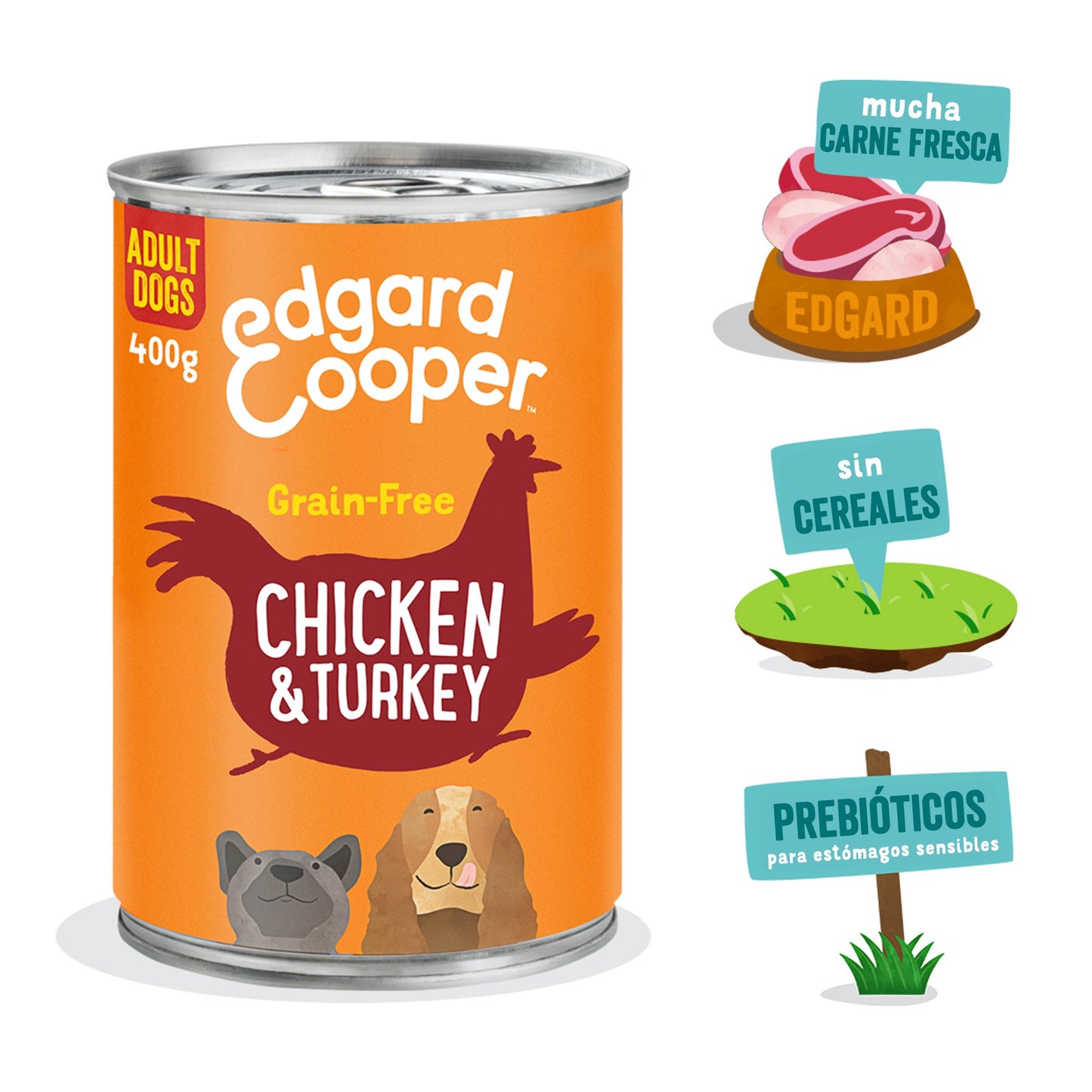 Edgard Cooper |  Pollo, pavo y manzana | Lata 400g