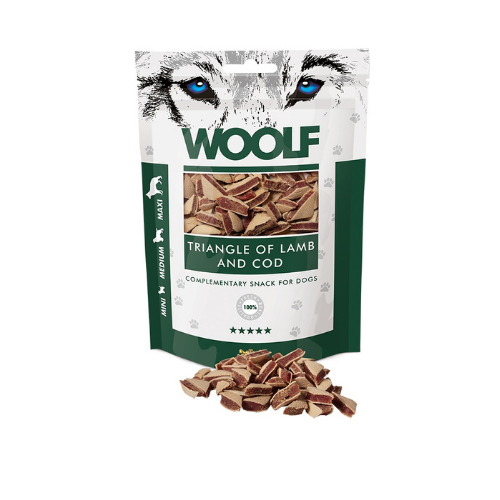 Triángulos de Cordero y Bacalao Woolf - Snacks Para Perros