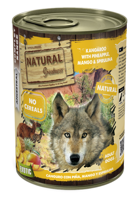Lata de Canguro con Piña y Espirulina para Perro (exótica) | 400gr | Natural Greatness