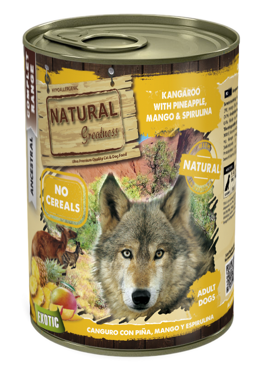 Lata de Canguro con Piña y Espirulina para Perro (exótica) | 400gr | Natural Greatness