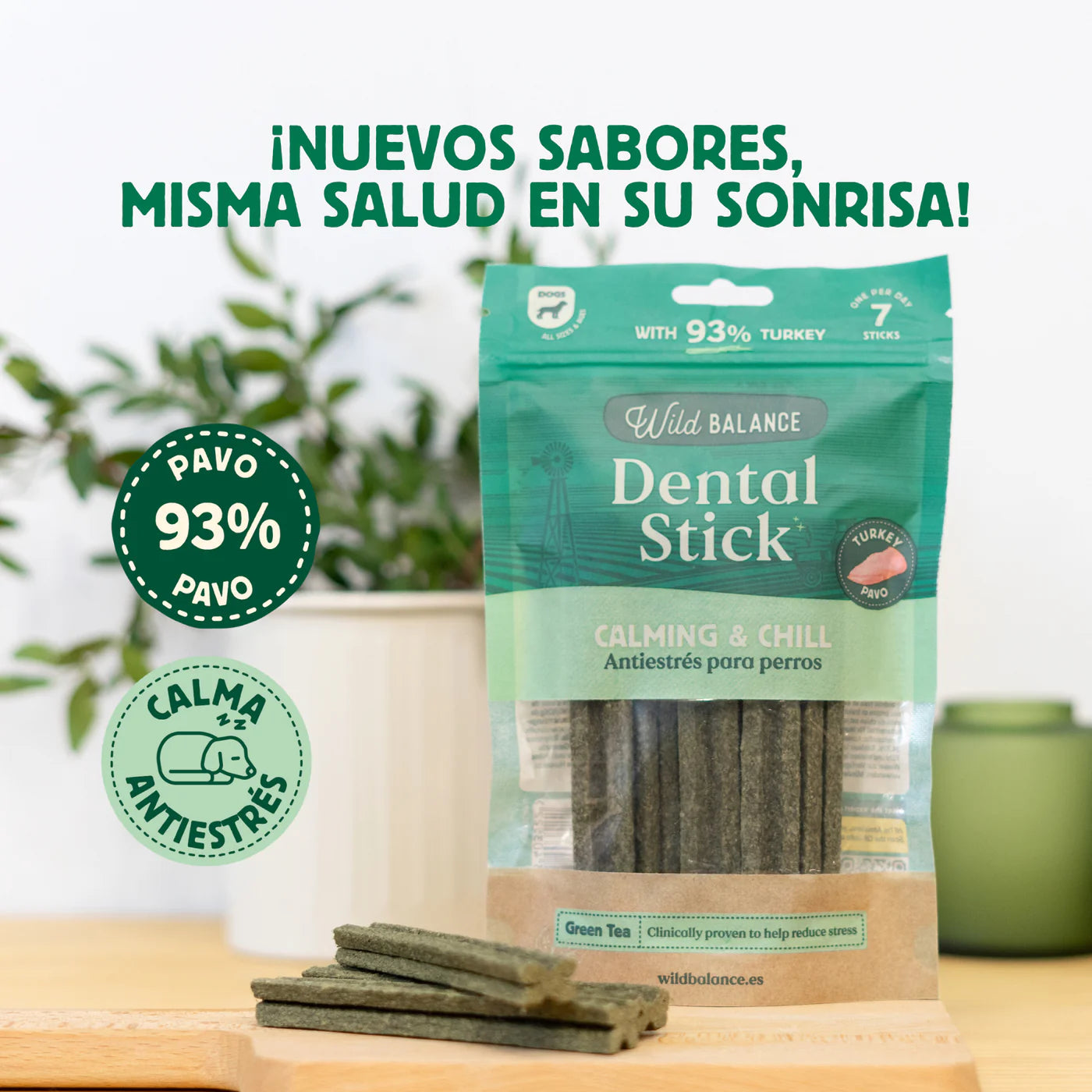 Sticks Dentales de Pavo, Té Verde y Menta - Efecto Relajante | Wild Balance