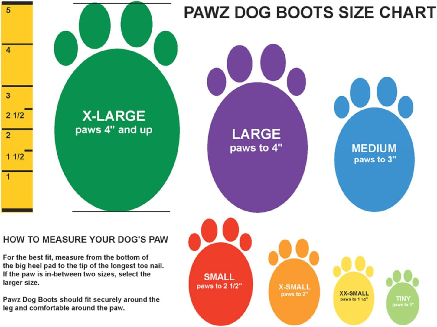 PAWZ Botas de goma para perros - Negro - Paquete 12 botas