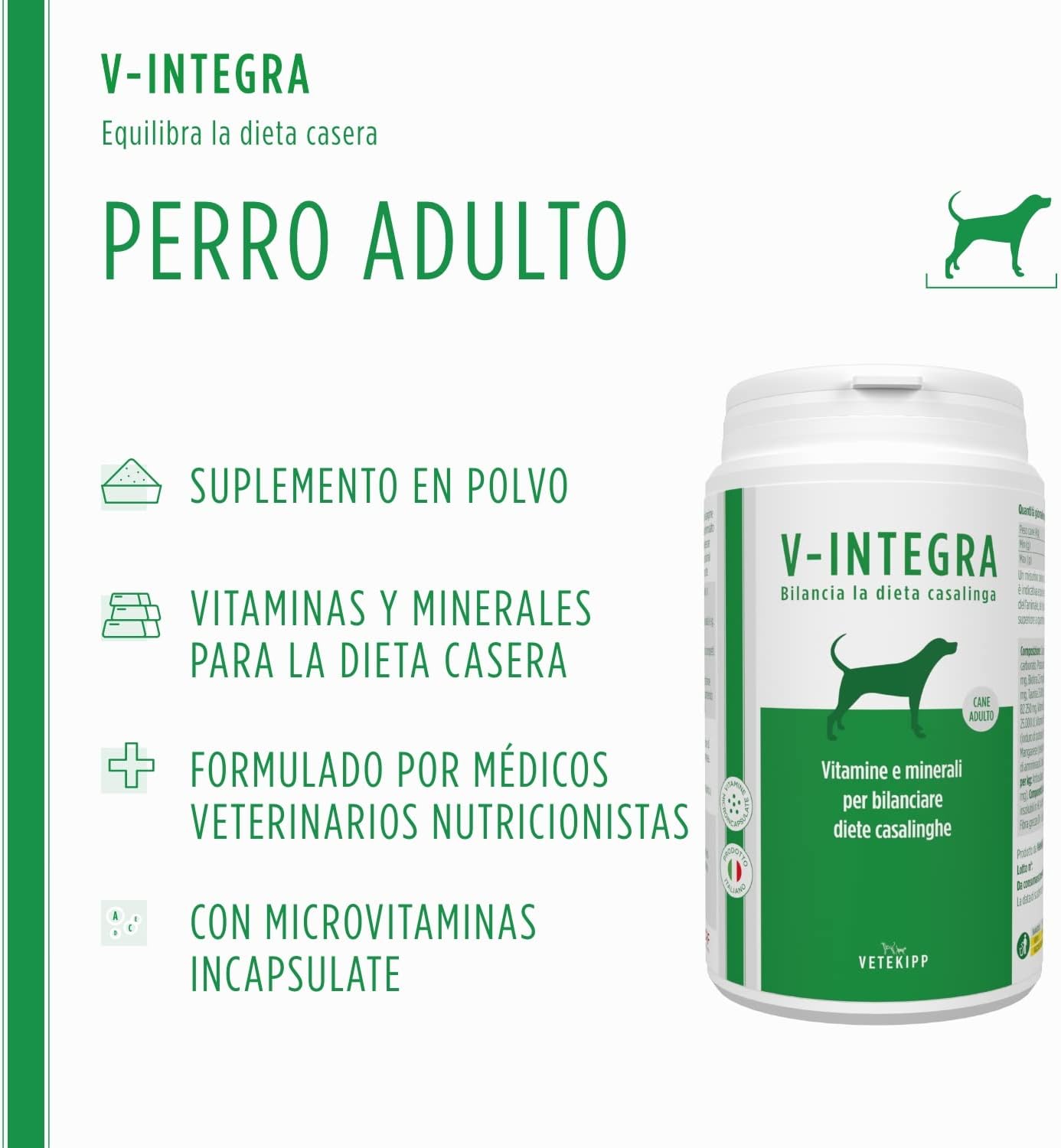 V-Integra Perro Adulto 200g, Suplemento Completo Rico en Vitaminas y Minerales para Equilibrar Dieta Casera y Barf