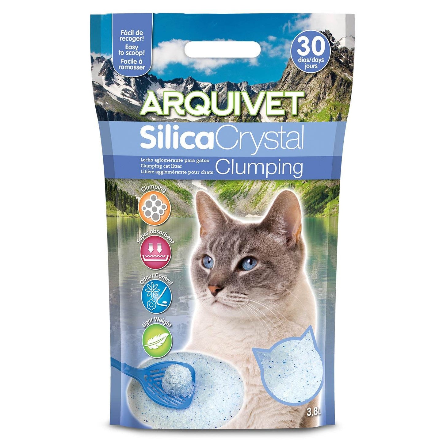 Lecho higiénico aglomerante de sílice para gatos. 3,8 L (1,6kg)
