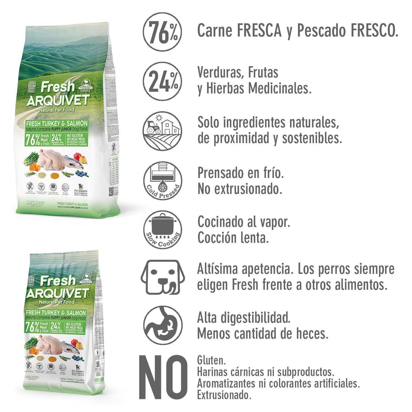 Pienso semihúmedo Arquivet Fresh - Pavo y Salmón - Cachorros