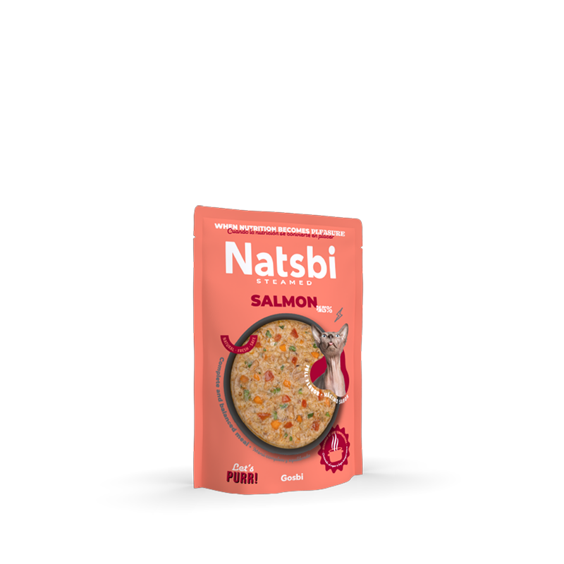 Natsbi Steamed Gravy Cat Salmon | Comida al vapor de Salmón para gatos 80g