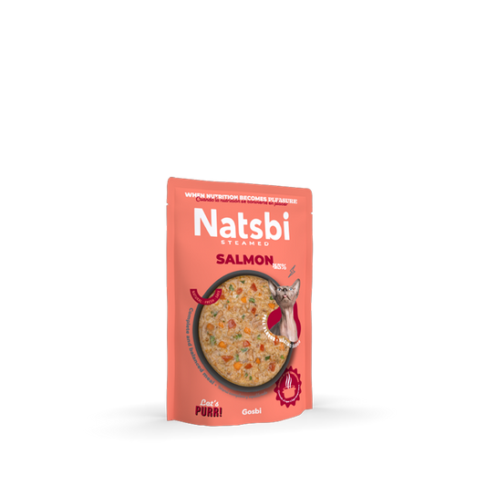 Natsbi Steamed Gravy Cat Salmon | Comida al vapor de Salmón para gatos 80g