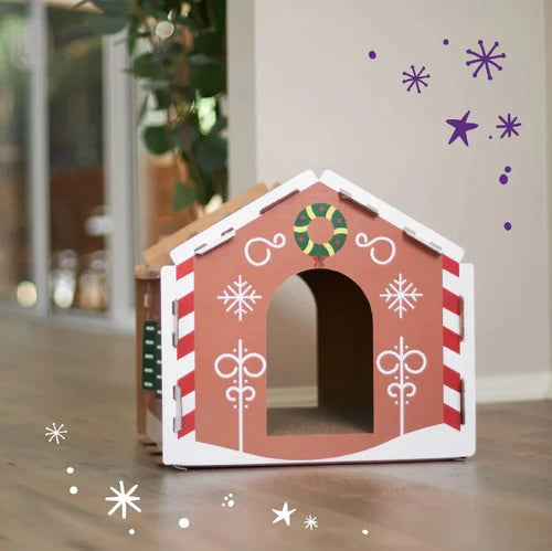 Rascador casita de jengibre para gatos 38 x 39 x 40 cm