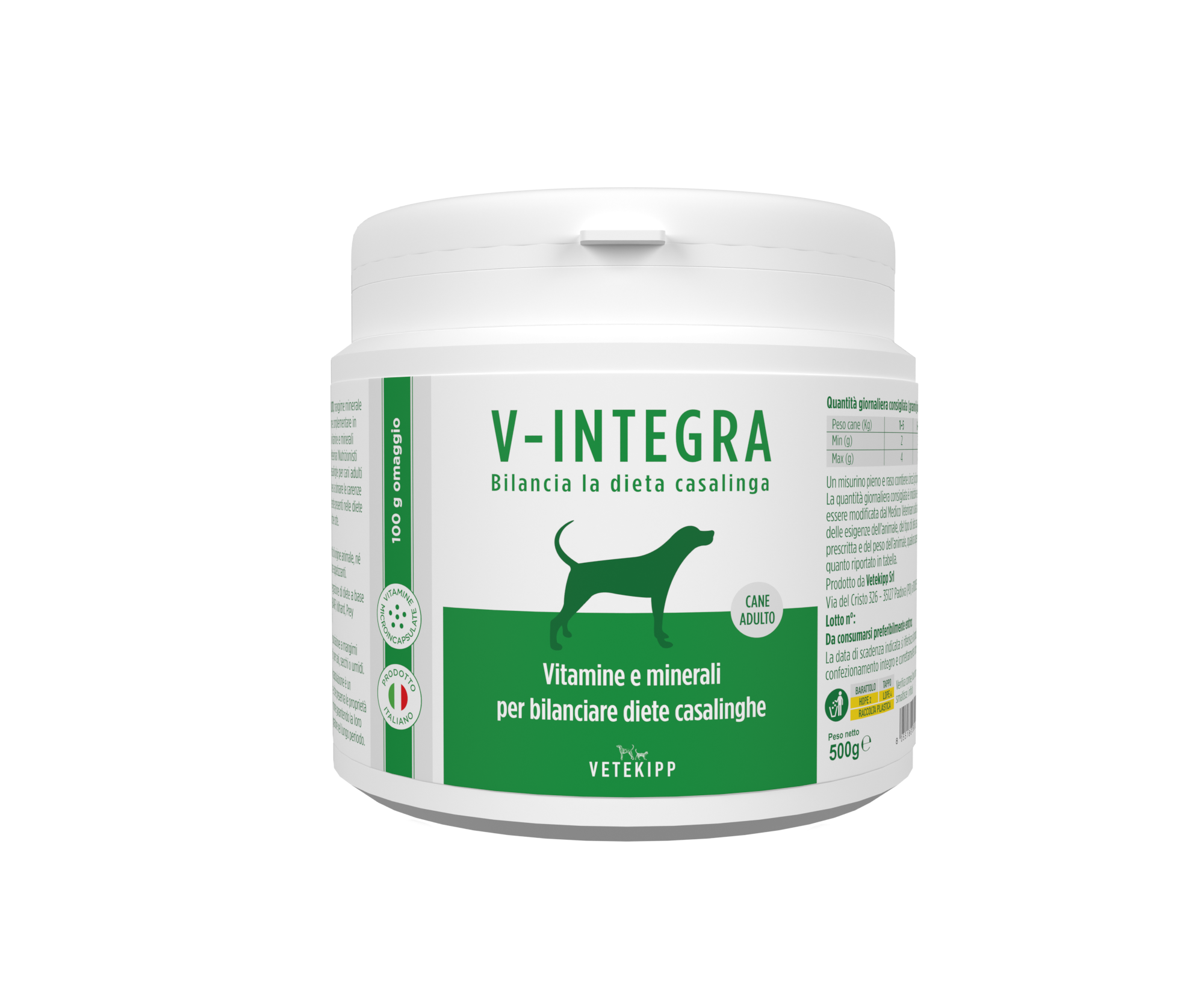 V-Integra Perro Adulto 500g, Suplemento Completo Rico en Vitaminas y M