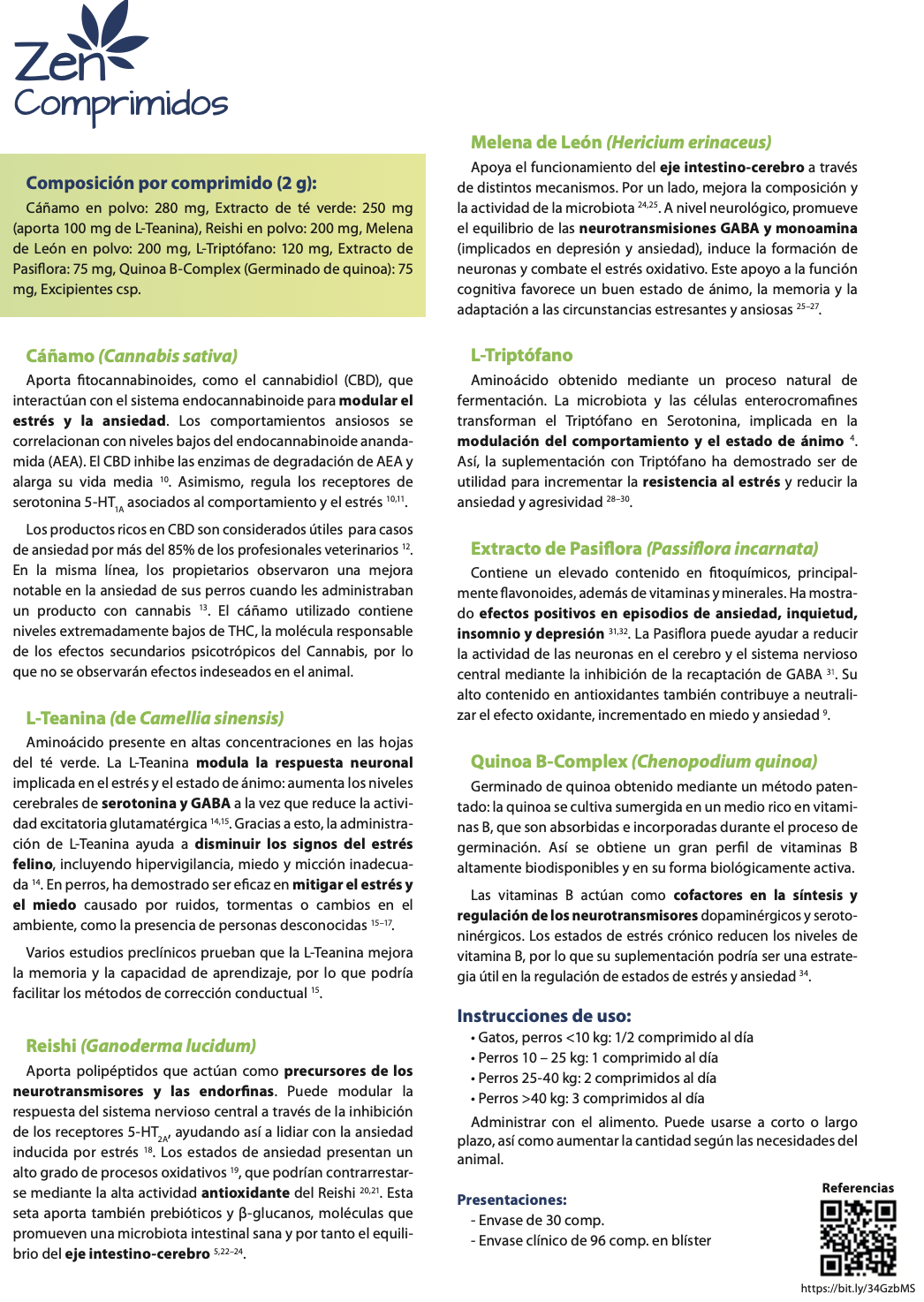 Zen 30 comprimidos | Estrés, Ansiedad | Stanvet | Relajante Natural