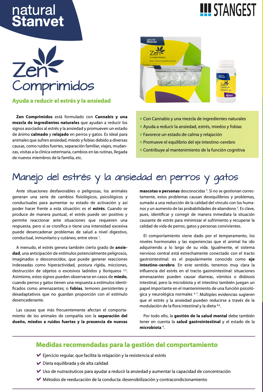 Zen 30 comprimidos | Estrés, Ansiedad | Stanvet | Relajante Natural