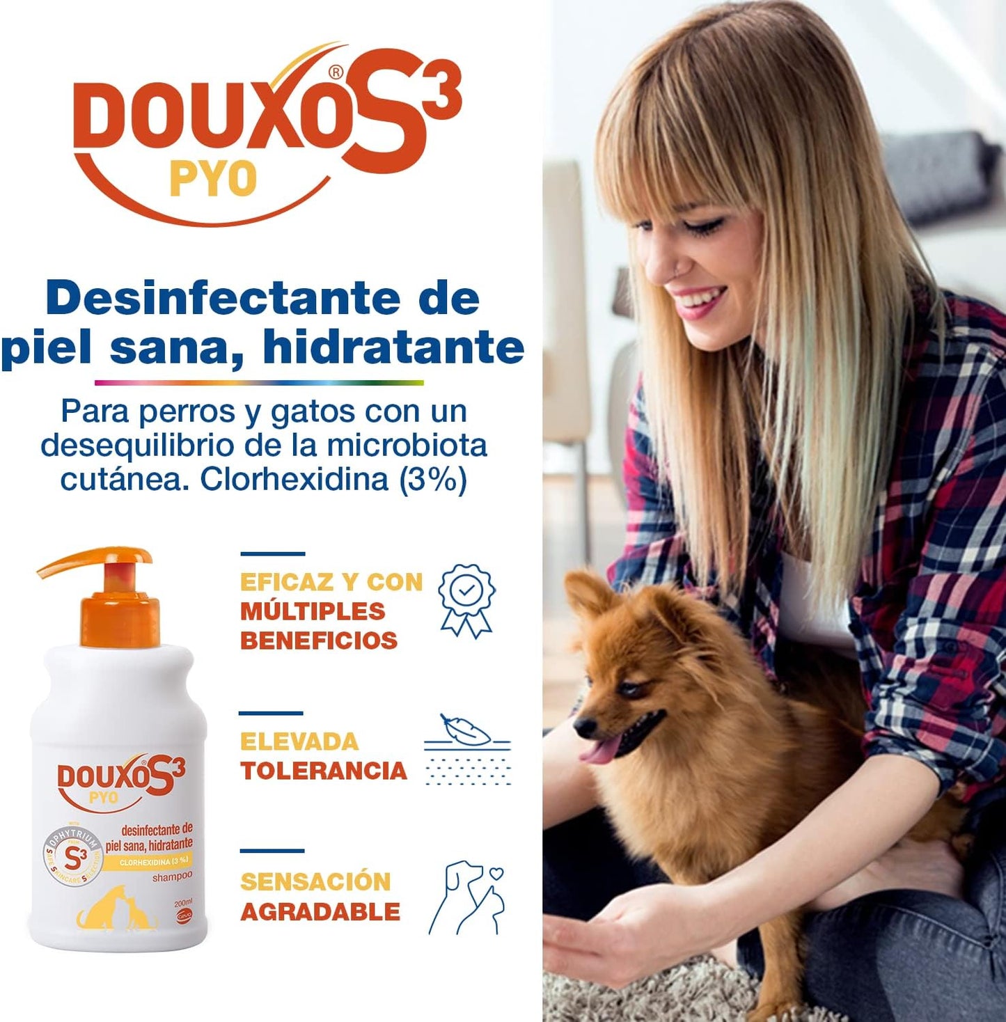 DOUXO S3 Pyo Champú para Perros y Gatos - Higiene - Desinfectante de Piel Sana