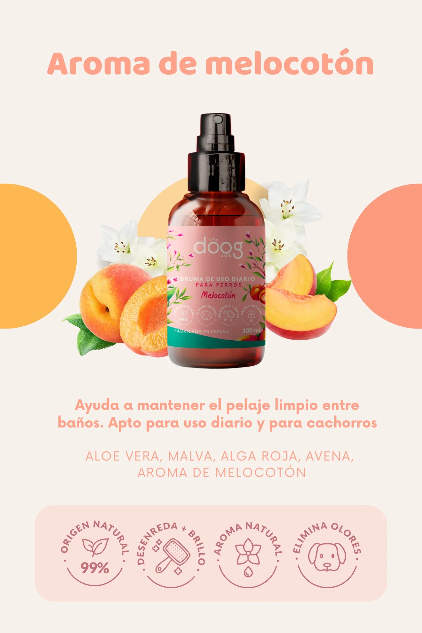 Bruma Edición Limitada Melocotón | Pelaje limpio entre baños  | 100ml