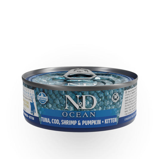 Farmina N&D Gato Kitten Comida Húmeda Ocean – Atún, Bacalao, Gamba y Calabaza