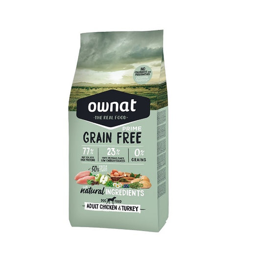 OWNAT GRAIN FREE PRIME ADULT CHICKEN AND TURKEY 3kg - Pollo, pavo y cerdo