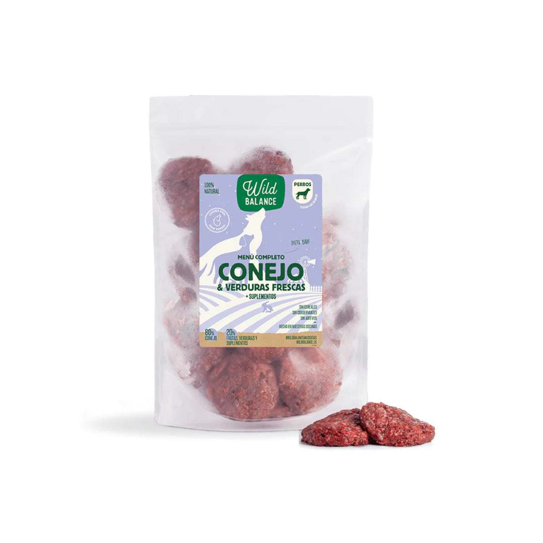 Menú BARF de Conejo con verduras frescas para perros - 1kg - Wild Balance