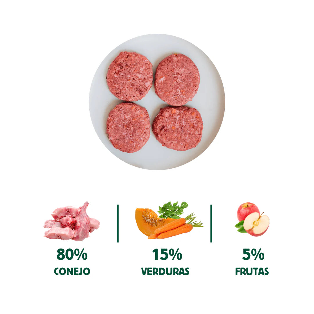 Menú BARF de Conejo con verduras frescas para perros - 1kg - Wild Balance
