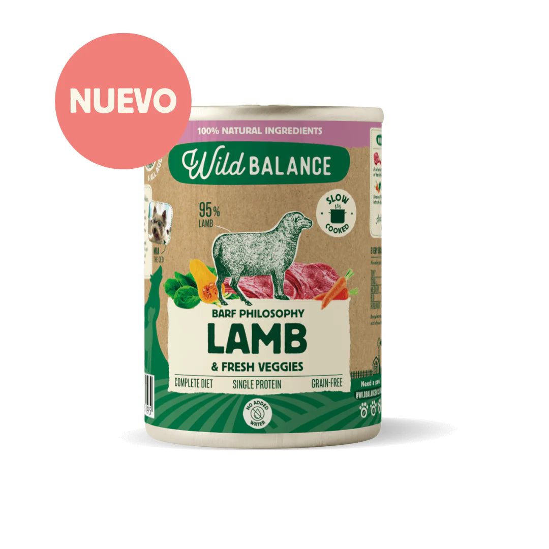 Lata de Cordero Monoproteica – Comida cocinada al vapor de Wild Balance - Para Perros
